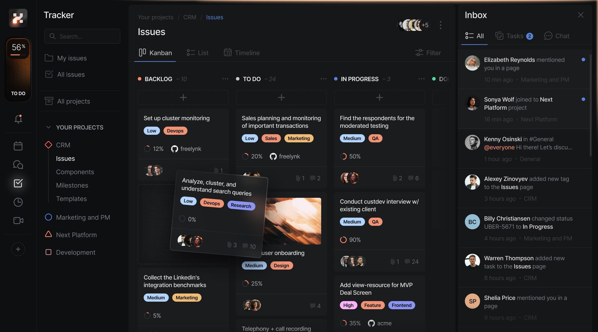 Hanzo Team — Project management interface